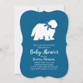 Oud Engels Sheepdog Baby shower Boy Blue Kaart (Voorkant)