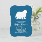 Oud Engels Sheepdog Baby shower Boy Blue Kaart (Staand voorkant)