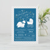 Oud Engels Sheepdog Baby shower Boy Blue Kaart (Staand voorkant)