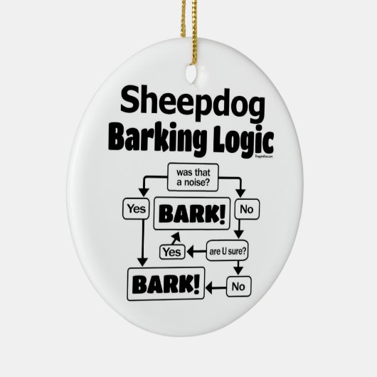 Oud Engels Sheepdog Barking Logic Keramisch Ornament (Rechts)