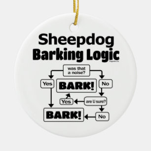 Oud Engels Sheepdog Barking Logic Keramisch Ornament