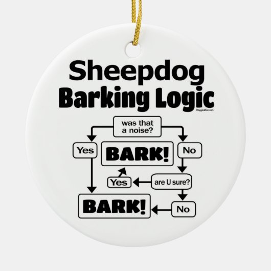 Oud Engels Sheepdog Barking Logic Keramisch Ornament (Voorkant)