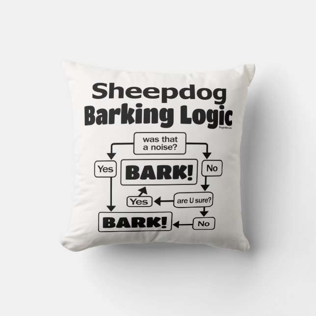 Oud Engels Sheepdog Barking Logic Kussen (Voorkant)