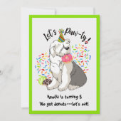 Oud Engels Sheepdog Birthday Party Invitation Kaart (Voorkant)