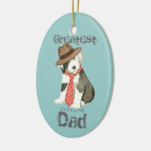 Oud Engels Sheepdog Dad Ceramic Ornament (Links)