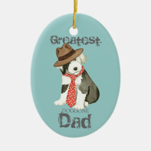 Oud Engels Sheepdog Dad Ceramic Ornament