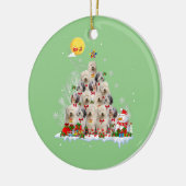 Oud Engels Sheepdog Dog Reindeer Pine Kerstmis Keramisch Ornament (Links)