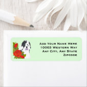 Oud Engels Sheepdog en Red Roses Etiket (Insitu)