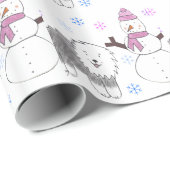 Oud Engels Sheepdog en Snowman Cadeaupapier (Rol Hoek)