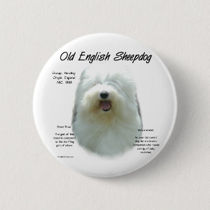 Oud Engels Sheepdog Geschiedenis Design Ronde Button 5,7 Cm