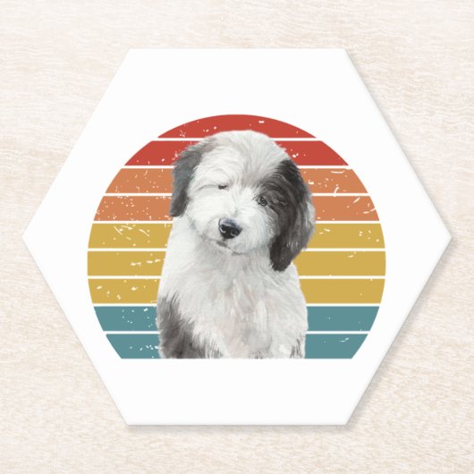 Oud Engels Sheepdog Gifts voor  Dulux Dog S Kartonnen Onderzetters (Voorkant)