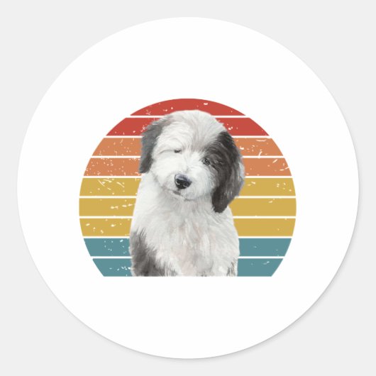 Oud Engels Sheepdog Gifts voor Dulux Dog S Ronde Sticker (Voorkant)
