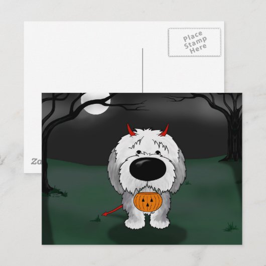 Oud Engels Sheepdog Halloween Briefkaart (Voorkant / Achterkant)