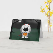 Oud Engels Sheepdog Halloween Kaart (Gele Bloem)