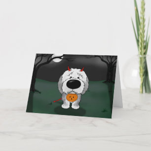 Oud Engels Sheepdog Halloween Kaart