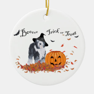 Oud Engels Sheepdog Halloween Keramisch Ornament