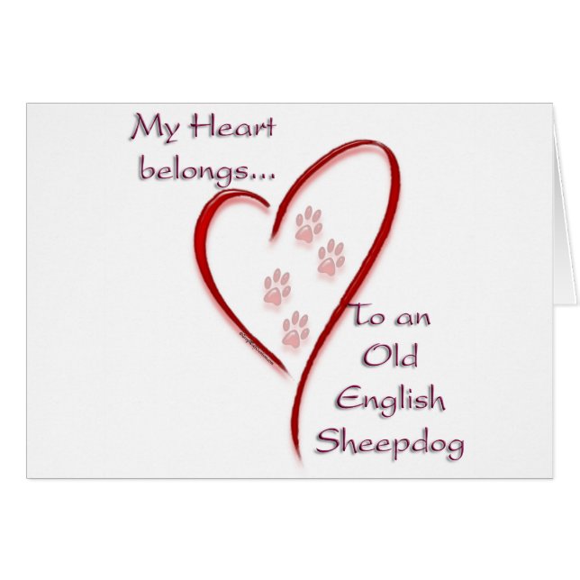 Oud Engels Sheepdog hart hoort erbij (Voorkant Horizontaal)
