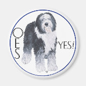 Oud Engels Sheepdog Head-onderzoek Magneet (Voorkant)