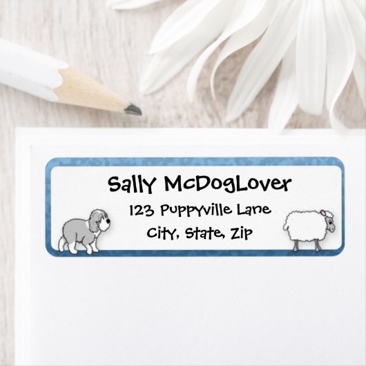 Oud Engels Sheepdog Herding Schapen Etiket (Insitu)