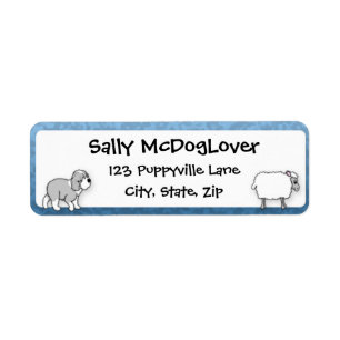 Oud Engels Sheepdog Herding Schapen Etiket