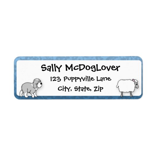 Oud Engels Sheepdog Herding Schapen Etiket (Voorkant)