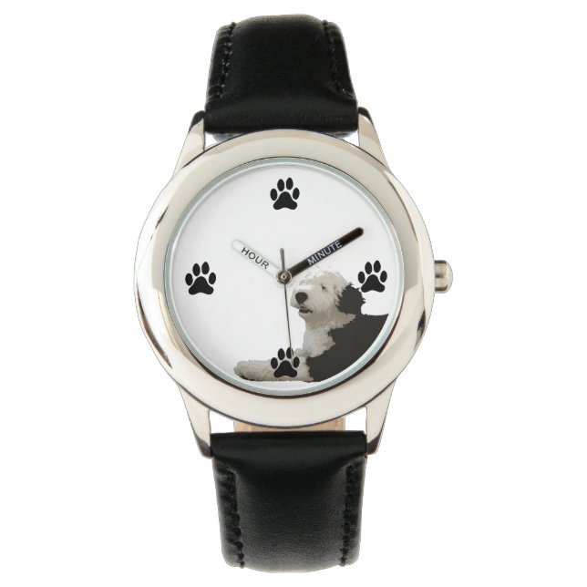 Oud Engels Sheepdog Horloge (Voorkant)