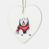 Oud Engels Sheepdog in Kersttrui Keramisch Ornament (Links)