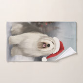 Oud Engels Sheepdog in Sneeuw Kerstmis Bad Handdoek (Handdoek)