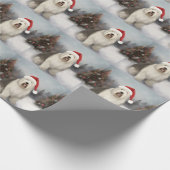 Oud Engels Sheepdog in Sneeuw Kerstmis Cadeaupapier (Hoek)