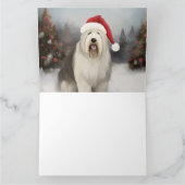 Oud Engels Sheepdog in Sneeuw Kerstmis Kaart (Binnen)