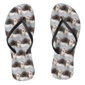 Oud Engels Sheepdog in Sneeuw Kerstmis Teenslippers (Voetbed)