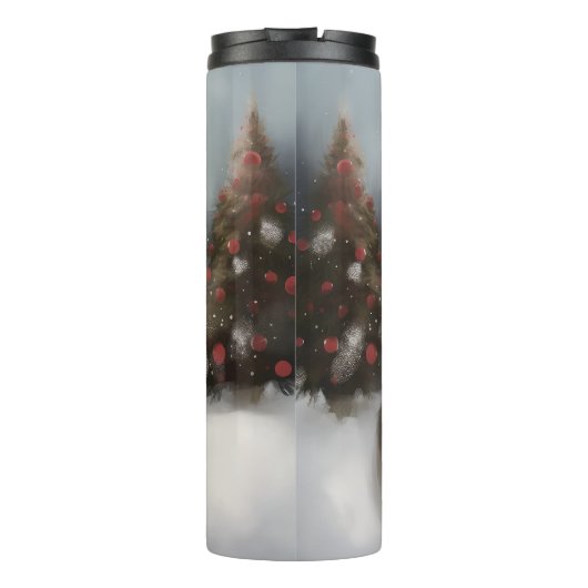 Oud Engels Sheepdog in Sneeuw Kerstmis Thermosbeker (Achterkant)