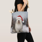 Oud Engels Sheepdog in Sneeuw Kerstmis Tote Bag (Dichtbij)