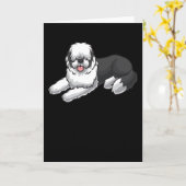 Oud Engels Sheepdog Kaart (Gele Bloem)