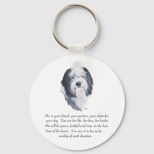 Oud Engels Sheepdog Keepsakes Sleutelhanger (Voorkant)