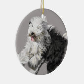 Oud Engels Sheepdog Keramisch Ornament (Rechts)
