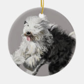 Oud Engels Sheepdog Keramisch Ornament (Voorkant)