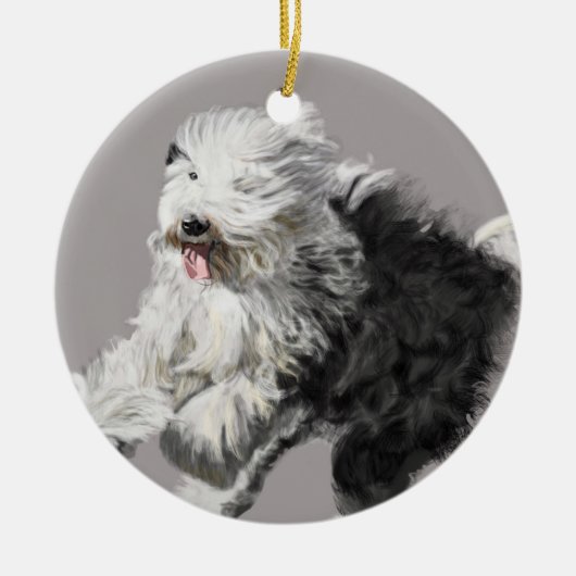 Oud Engels Sheepdog Keramisch Ornament (Voorkant)