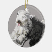 Oud Engels Sheepdog Keramisch Ornament (Links)