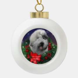 Oud Engels Sheepdog Keramische Bal Ornament