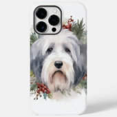 Oud Engels Sheepdog Kerstkrans feestelijke pup Case-Mate iPhone Case (Achterkant)