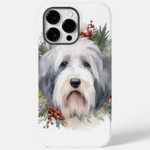 Oud Engels Sheepdog Kerstkrans feestelijke pup Case-Mate iPhone 14 Pro Max Hoesje