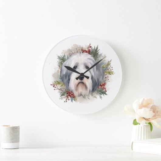 Oud Engels Sheepdog Kerstkrans feestelijke pup Grote Klok (Huis)