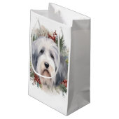 Oud Engels Sheepdog Kerstkrans feestelijke pup Klein Cadeauzakje (Achterkant Gekanteld)