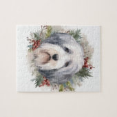 Oud Engels Sheepdog Kerstkrans feestelijke pup Legpuzzel (Horizontaal)
