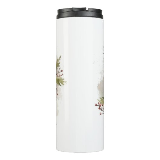 Oud Engels Sheepdog Kerstkrans feestelijke pup Thermosbeker (Achterkant)