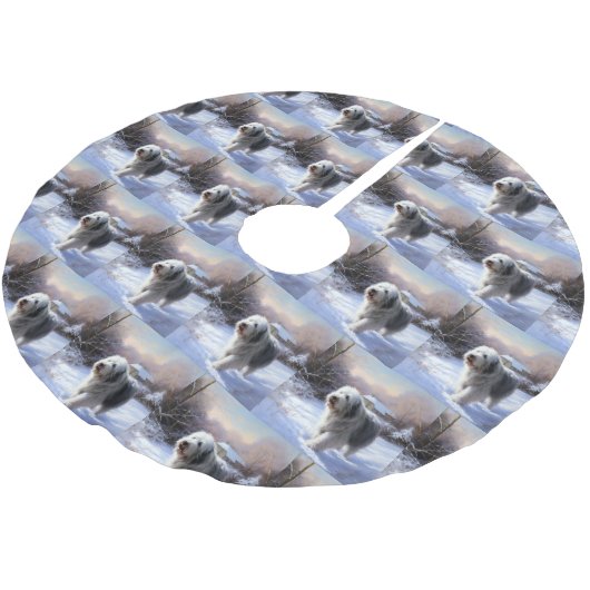 Oud Engels Sheepdog Laat het sneeuwen Kerstmis Kerstboom Rok (Gekanteld)