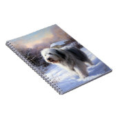 Oud Engels Sheepdog Laat het sneeuwen Kerstmis Notitieboek (Rechterzijde)