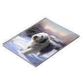 Oud Engels Sheepdog Laat het sneeuwen Kerstmis Notitieboek (Linkerzijde)