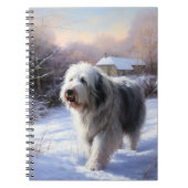 Oud Engels Sheepdog Laat het sneeuwen Kerstmis Notitieboek (Voorkant)